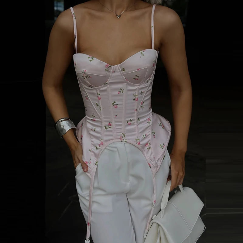 Sexy Print Sling Vest Women Slim Sleeveless Backless Bandage Holiday Ribbon Tube Top Female 2026 Fashion Summer Vests Lady