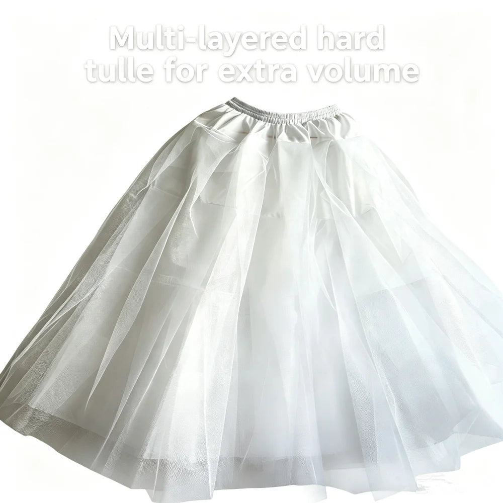 Fluffy 4-layers Design No Hoop Petticoat Wedding Dress Crinoline Bridal Ball Gown Underskirt Lined Skirt Party Dress Cosplay