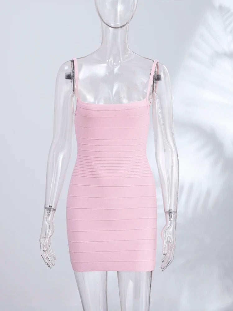 Sexy Spaghetti Strap Mini Dresses Women Slim High-elasticity Waist-cinching Hip-wrap Dress 2026 New Ladies Spring Summer Outfit