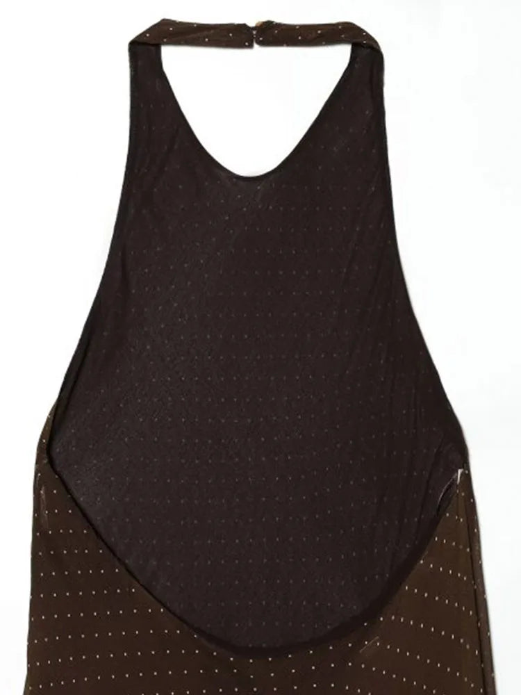 Women Halter Dress 2026 Summer Vintage Polka Dot Chiffon Asymmetry Off the shoulder Female Elegant Street Dresses Clothes