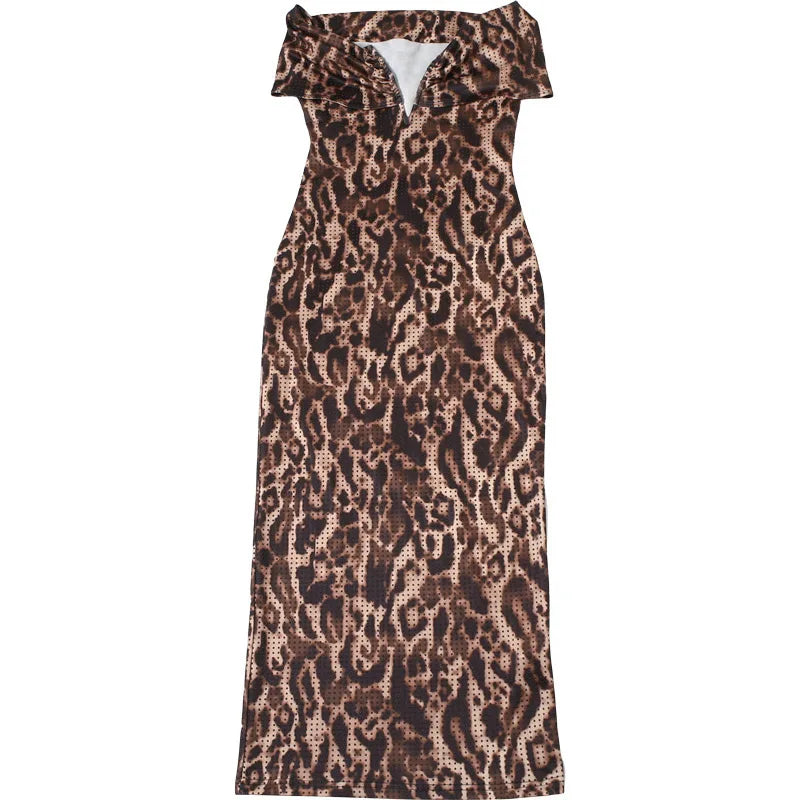 Leoprad Printed Lace Splicing Dress Women Sexy Backless Sleeveless Slim Sling Mini Dresses 2026 Lady Summer High Street Robes