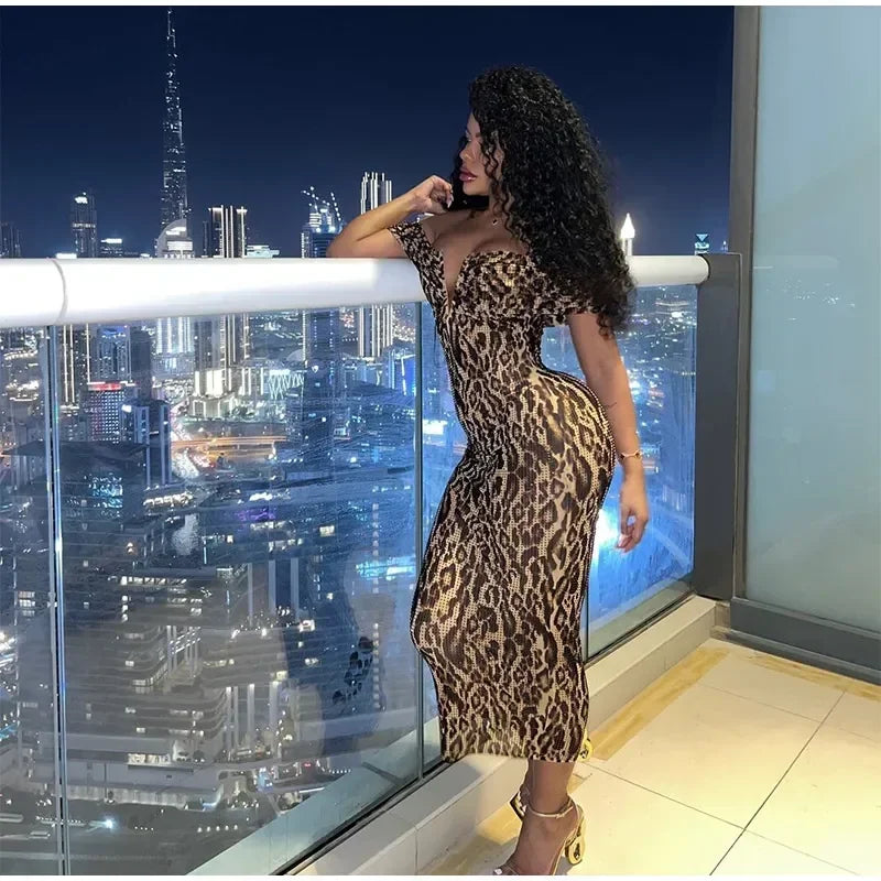 Leoprad Printed Lace Splicing Dress Women Sexy Backless Sleeveless Slim Sling Mini Dresses 2026 Lady Summer High Street Robes