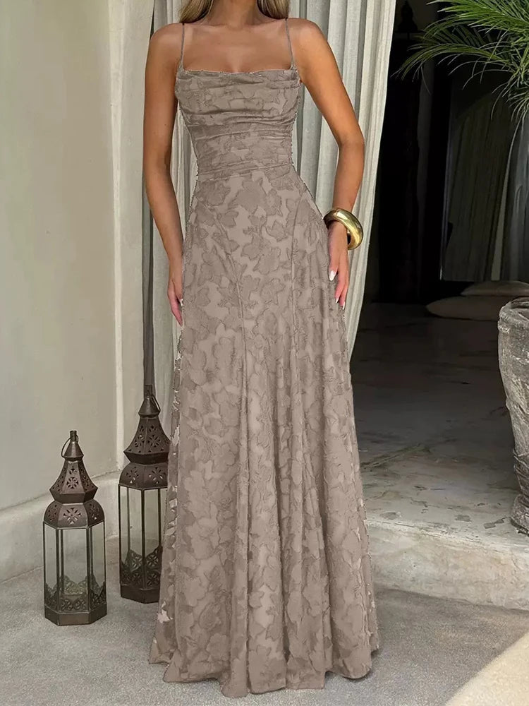 2026 Floral Embroidery Maxi Dress for Women Summer Party Prom Gowns Sexy Backless Suspender Dresses French Style Evening Dress