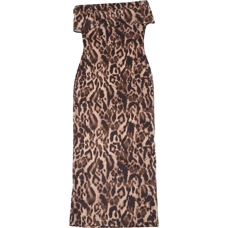 Leoprad Printed Lace Splicing Dress Women Sexy Backless Sleeveless Slim Sling Mini Dresses 2026 Lady Summer High Street Robes