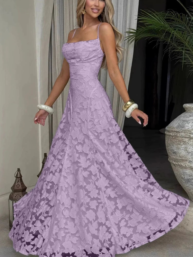 2026 Floral Embroidery Maxi Dress for Women Summer Party Prom Gowns Sexy Backless Suspender Dresses French Style Evening Dress