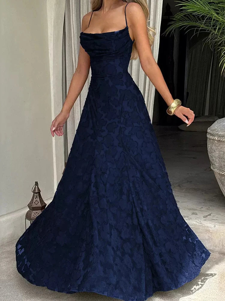2026 Floral Embroidery Maxi Dress for Women Summer Party Prom Gowns Sexy Backless Suspender Dresses French Style Evening Dress