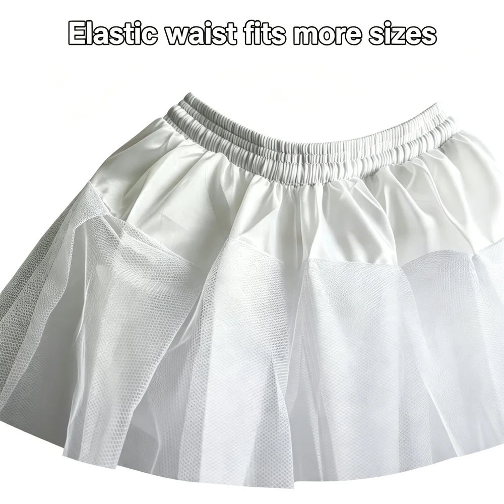 Fluffy 4-layers Design No Hoop Petticoat Wedding Dress Crinoline Bridal Ball Gown Underskirt Lined Skirt Party Dress Cosplay
