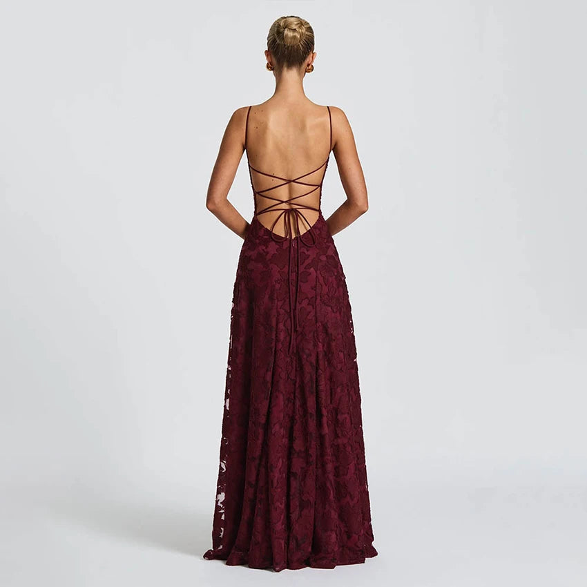 2026 Floral Embroidery Maxi Dress for Women Summer Party Prom Gowns Sexy Backless Suspender Dresses French Style Evening Dress