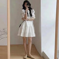 Fashion French Pleaded Dress for Women Elegant Casual Loose Short Sleeve Summer Dress Office Lady Party Dresses Robe New 27992