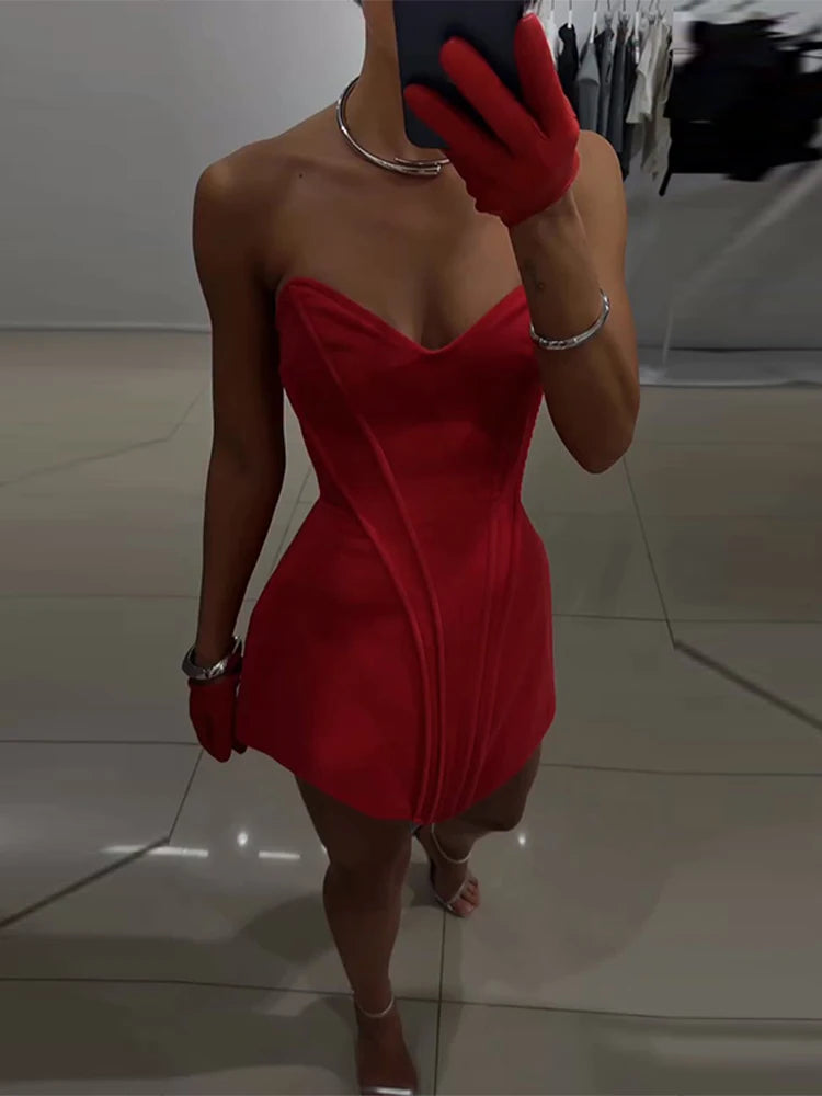 Sexy Strapless Corset Dress Women Sleeveless Backless Waist Cinching Slim Fit Party Dresses 2026 Summer Elegant Lady New Vestido