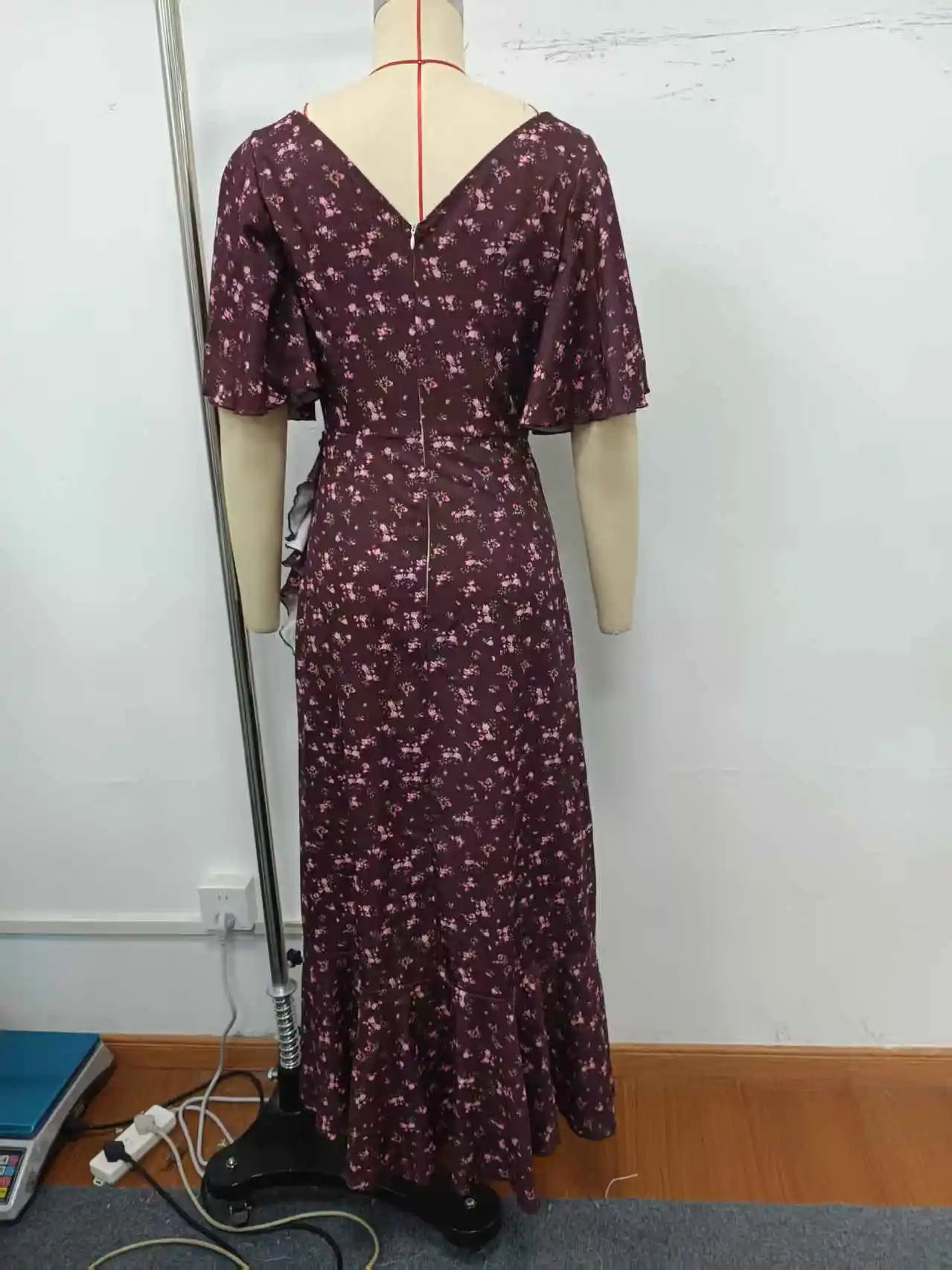 Elegant Printed Ruffles Long Women's Dress Asymmetric V-neck Flare Sleeve Slit Party Dresses 2026 Summer Floral Vacation Robes