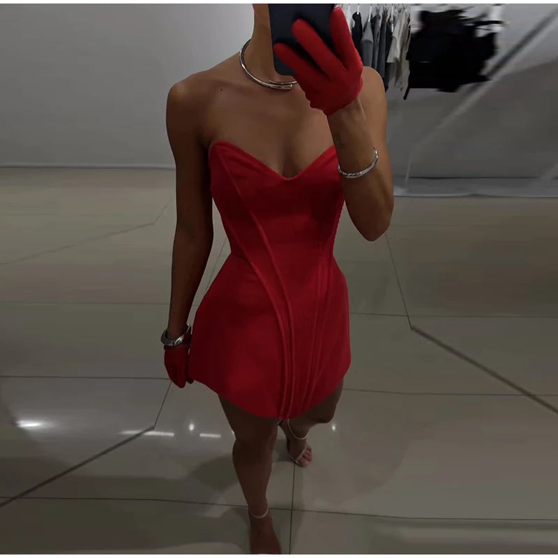 Sexy Strapless Corset Dress Women Sleeveless Backless Waist Cinching Slim Fit Party Dresses 2026 Summer Elegant Lady New Vestido