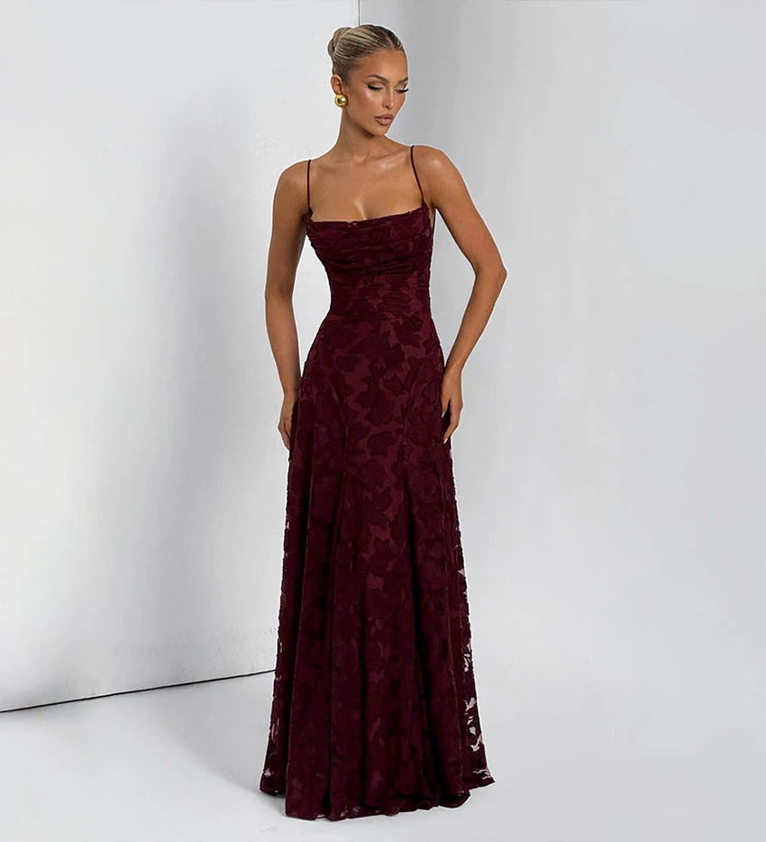 2026 Floral Embroidery Maxi Dress for Women Summer Party Prom Gowns Sexy Backless Suspender Dresses French Style Evening Dress