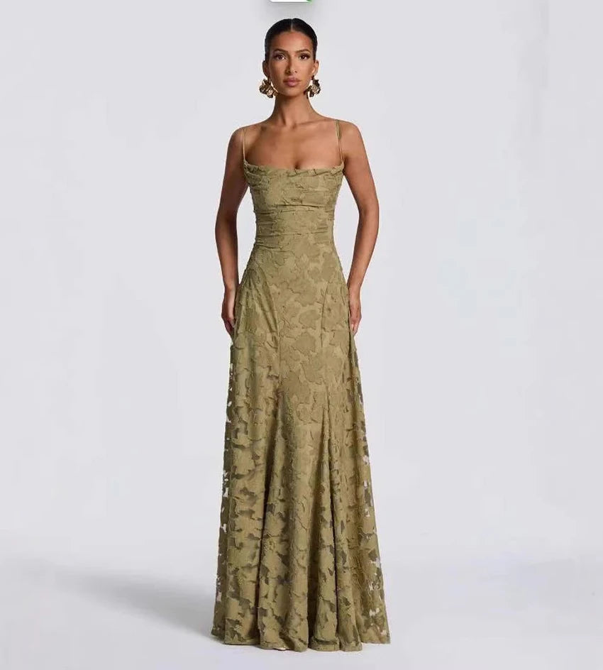 2026 Floral Embroidery Maxi Dress for Women Summer Party Prom Gowns Sexy Backless Suspender Dresses French Style Evening Dress
