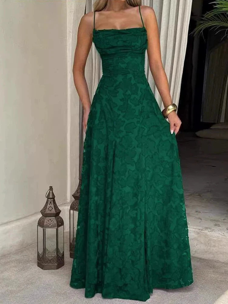 2026 Floral Embroidery Maxi Dress for Women Summer Party Prom Gowns Sexy Backless Suspender Dresses French Style Evening Dress