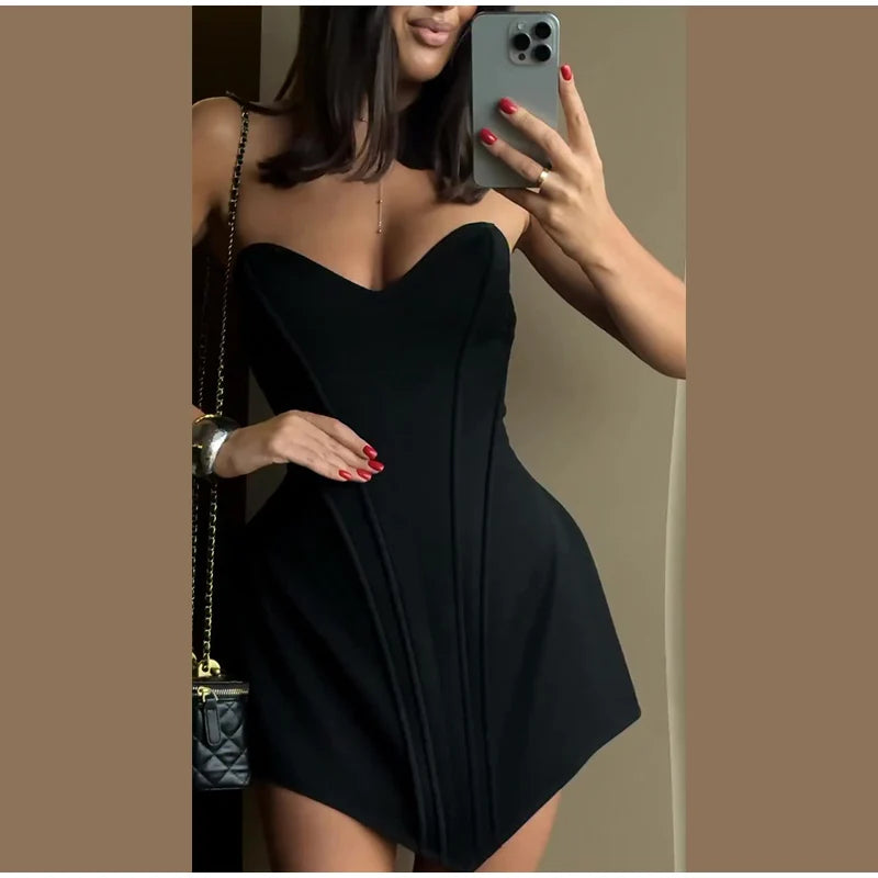 Sexy Strapless Corset Dress Women Sleeveless Backless Waist Cinching Slim Fit Party Dresses 2026 Summer Elegant Lady New Vestido