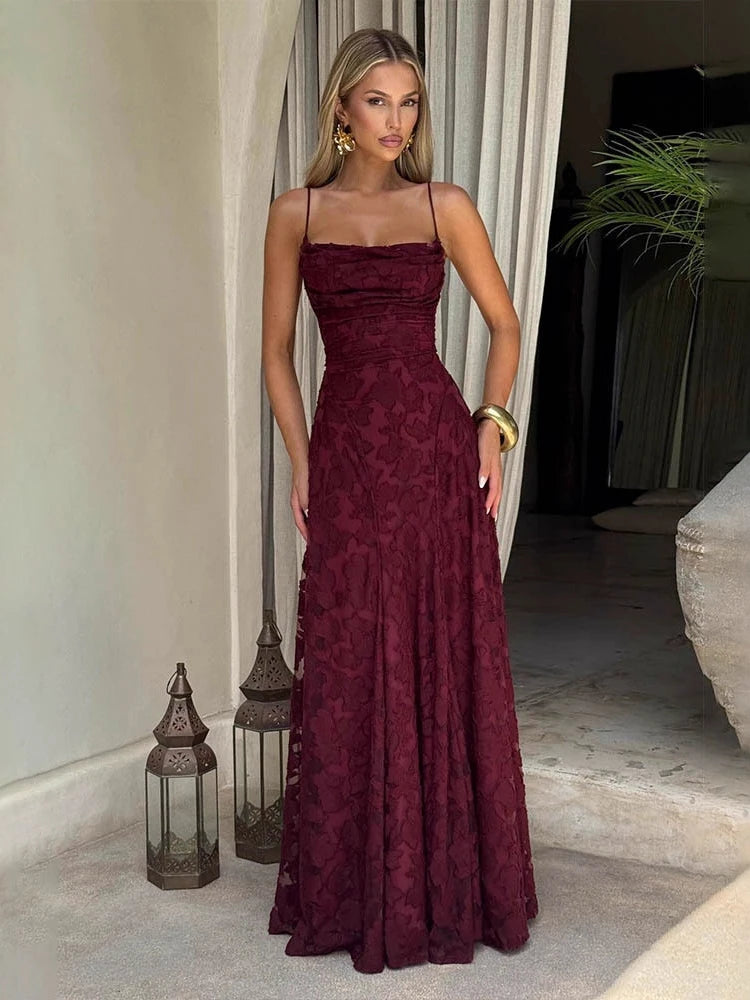 2026 Floral Embroidery Maxi Dress for Women Summer Party Prom Gowns Sexy Backless Suspender Dresses French Style Evening Dress