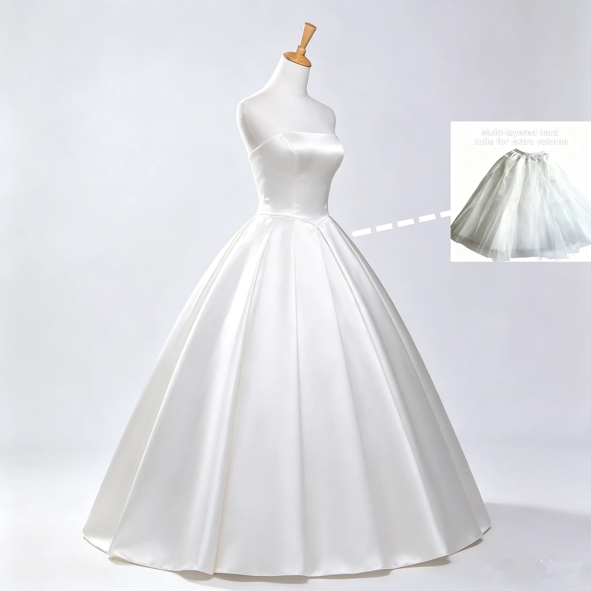 Fluffy 4-layers Design No Hoop Petticoat Wedding Dress Crinoline Bridal Ball Gown Underskirt Lined Skirt Party Dress Cosplay