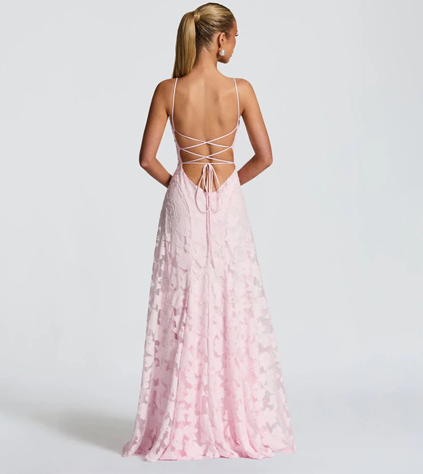 2026 Floral Embroidery Maxi Dress for Women Summer Party Prom Gowns Sexy Backless Suspender Dresses French Style Evening Dress
