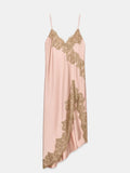 Butter Yellow Satin Bias Cut Lace Patchwork Midi Dress Women's V Neck Backless Suspenders Dresses 2026 New Dinner Party Vestidos