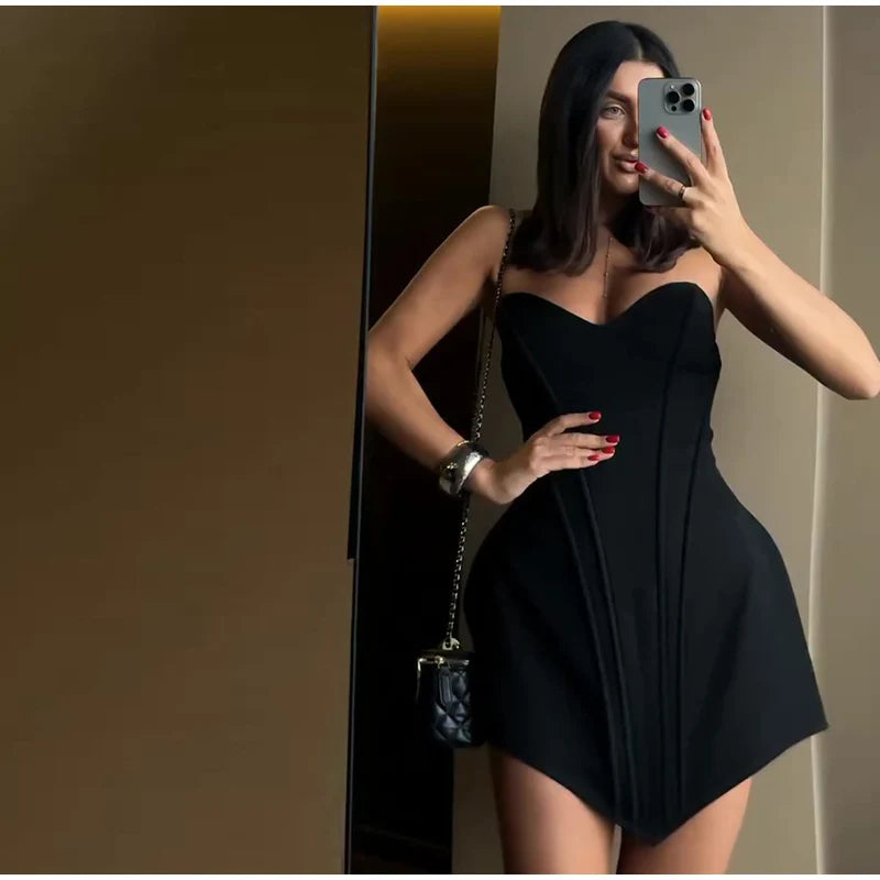 Sexy Strapless Corset Dress Women Sleeveless Backless Waist Cinching Slim Fit Party Dresses 2026 Summer Elegant Lady New Vestido