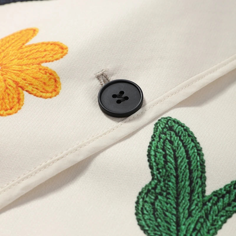 Women Print Floral Jacket Colorful Casual O-neck Long Sleeve Single Breasted Pocket Jackets 2026 Spring Summer Chic Retro Coat