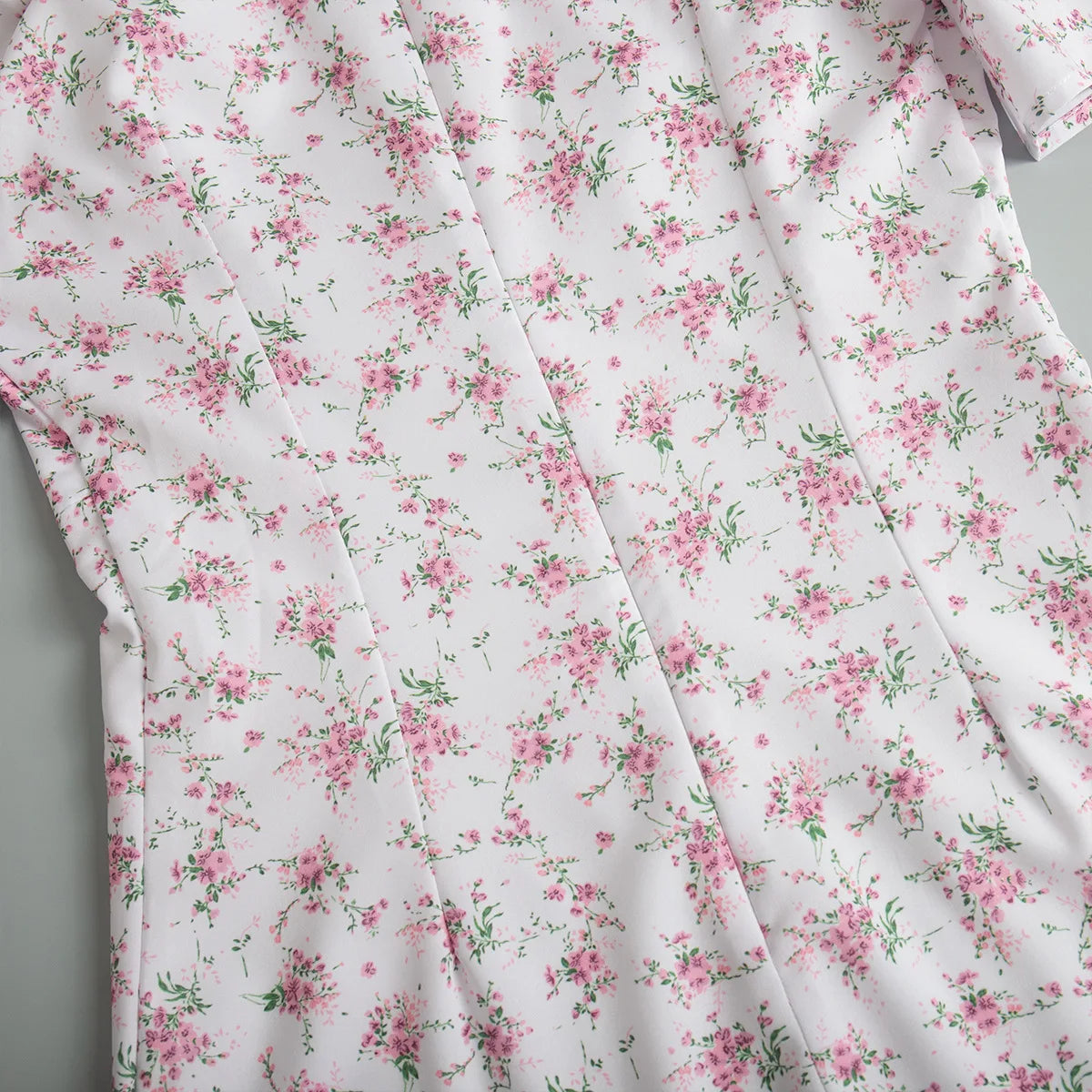 Summer Floral Printed V Neck Long Dress Women Elegant Short Sleeve High Waist Slim Maxi Dress Casual Street Party Lady Vestidos