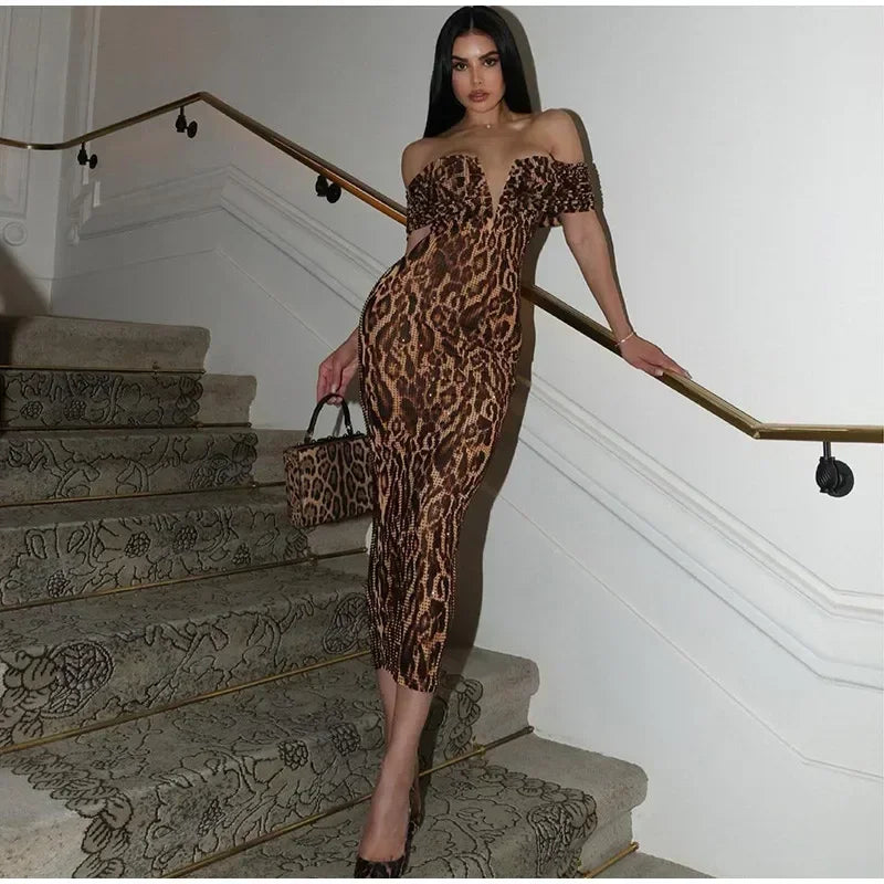 Leoprad Printed Lace Splicing Dress Women Sexy Backless Sleeveless Slim Sling Mini Dresses 2026 Lady Summer High Street Robes