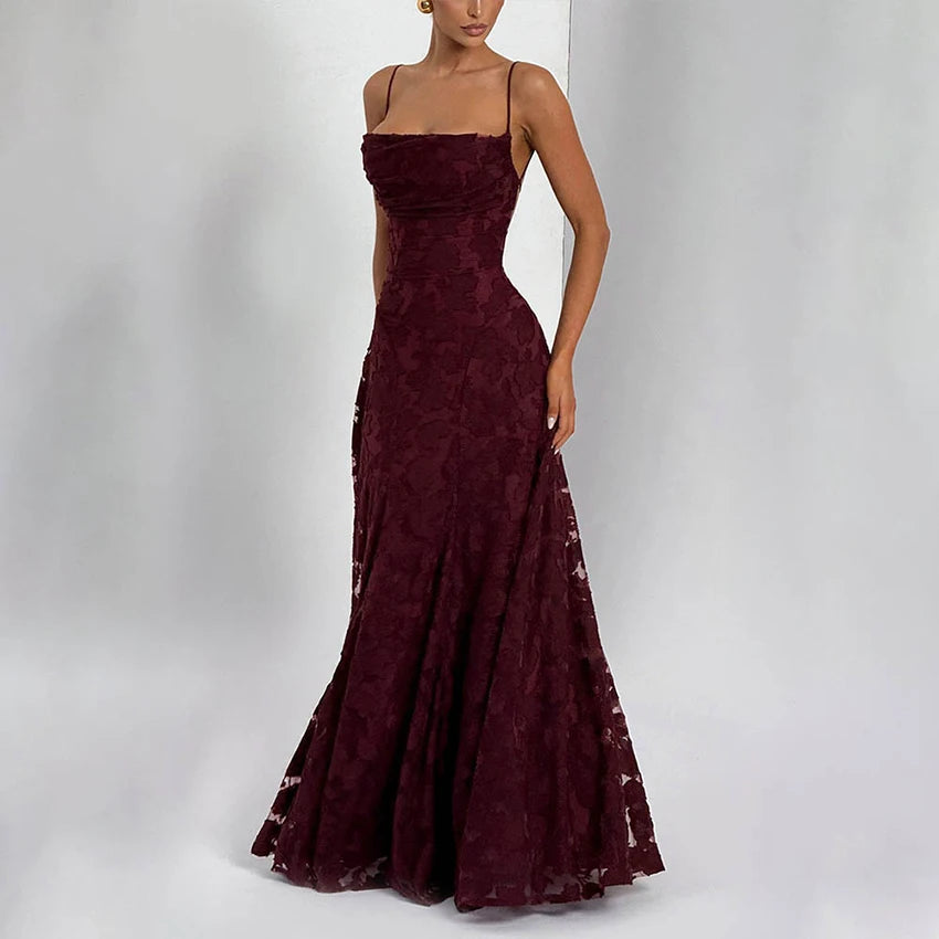 2026 Floral Embroidery Maxi Dress for Women Summer Party Prom Gowns Sexy Backless Suspender Dresses French Style Evening Dress