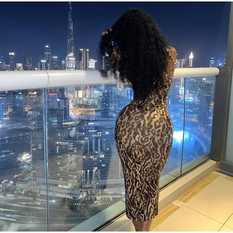 Leoprad Printed Lace Splicing Dress Women Sexy Backless Sleeveless Slim Sling Mini Dresses 2026 Lady Summer High Street Robes