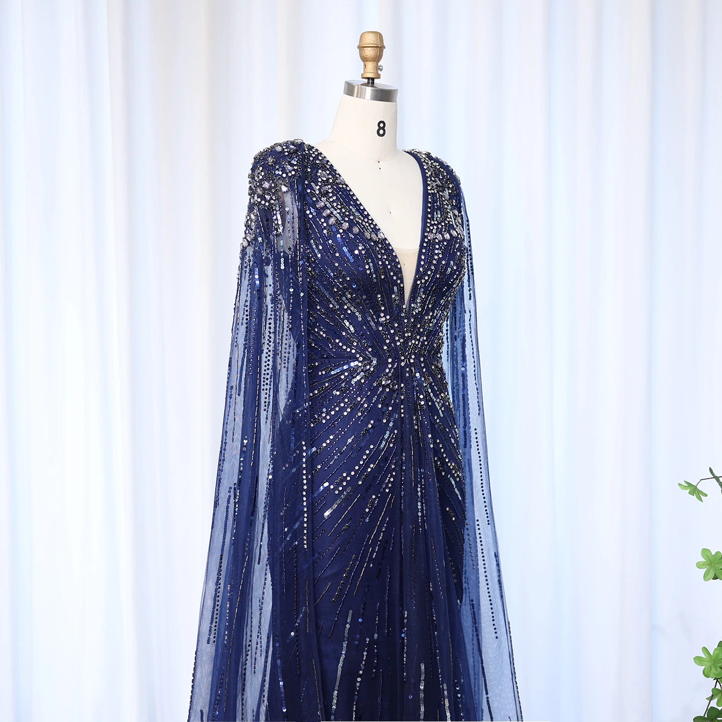 Sharon Said Luxury Dubai Sage Green Evening Dresses with Cape Fuchsia Crystal Gold Women Wedding Party Gowns SS399 Customized
