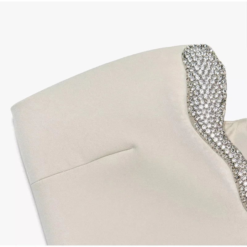 Sexy Rhinestone Mini Women's Dress Sleeveless Backless Slim Hip Package Tube Female Party Dresses 2025 Summer Bar Club Lady Gown