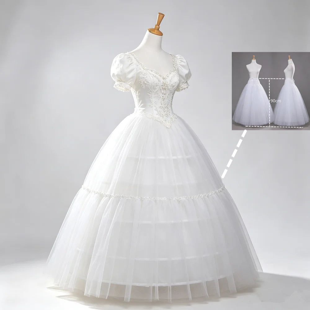 Fluffy 4-layers Design No Hoop Petticoat Wedding Dress Crinoline Bridal Ball Gown Underskirt Lined Skirt Party Dress Cosplay
