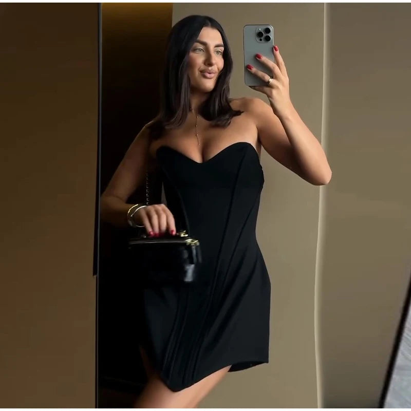 Sexy Strapless Corset Dress Women Sleeveless Backless Waist Cinching Slim Fit Party Dresses 2026 Summer Elegant Lady New Vestido