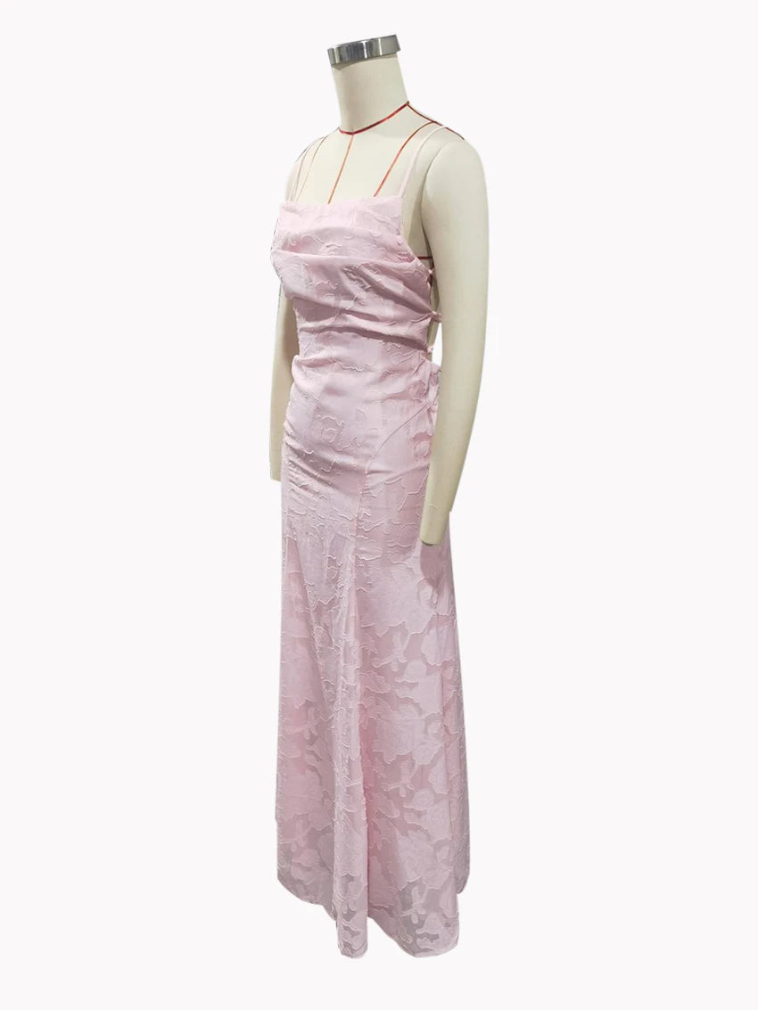 2026 Floral Embroidery Maxi Dress for Women Summer Party Prom Gowns Sexy Backless Suspender Dresses French Style Evening Dress