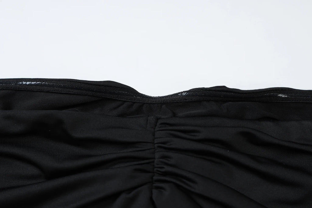 Dulzura Fashion Sexy Elegant 2 Piece Ruched Skirt Set Chest Wrapping Backless Bodysuit Slim Long Skirt Matching Set Party Club