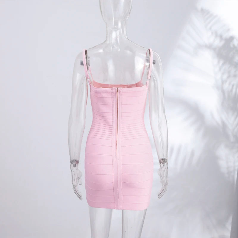 Sexy Spaghetti Strap Mini Dresses Women Slim High-elasticity Waist-cinching Hip-wrap Dress 2026 New Ladies Spring Summer Outfit
