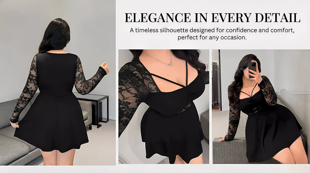 Plus Size Womens Dress Lace Long Sleeve Ruched Dress Lace Mini Dress Fit Casual Chic Apparel Dresses Spring Summer Daily Dress