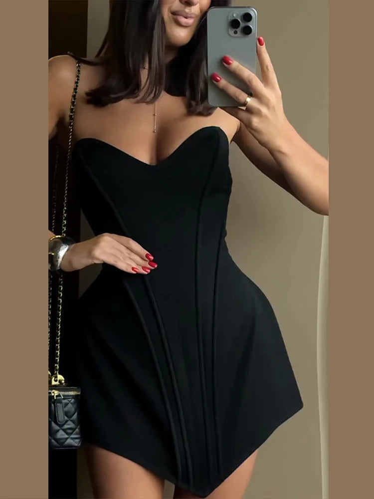 Sexy Strapless Corset Dress Women Sleeveless Backless Waist Cinching Slim Fit Party Dresses 2026 Summer Elegant Lady New Vestido
