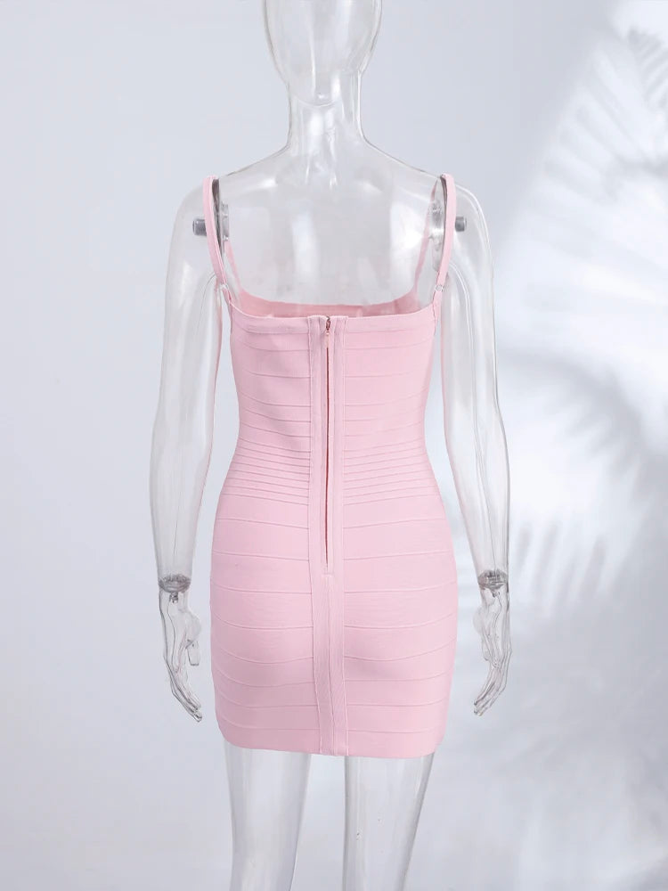 Sexy Spaghetti Strap Mini Dresses Women Slim High-elasticity Waist-cinching Hip-wrap Dress 2026 New Ladies Spring Summer Outfit