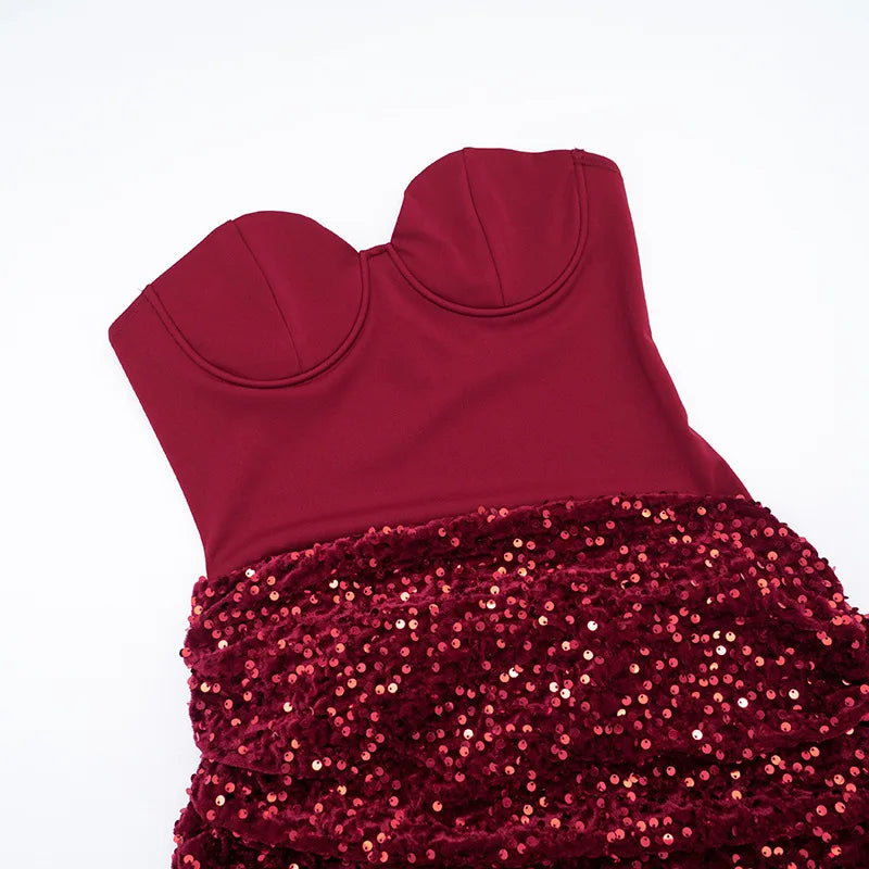 Women Slim Sexy Pleated Bodycon Dress Sequin Backless Spaghetti Strap Mini Summer Dresses 2026 Lady Evening Nightclub Party Gown