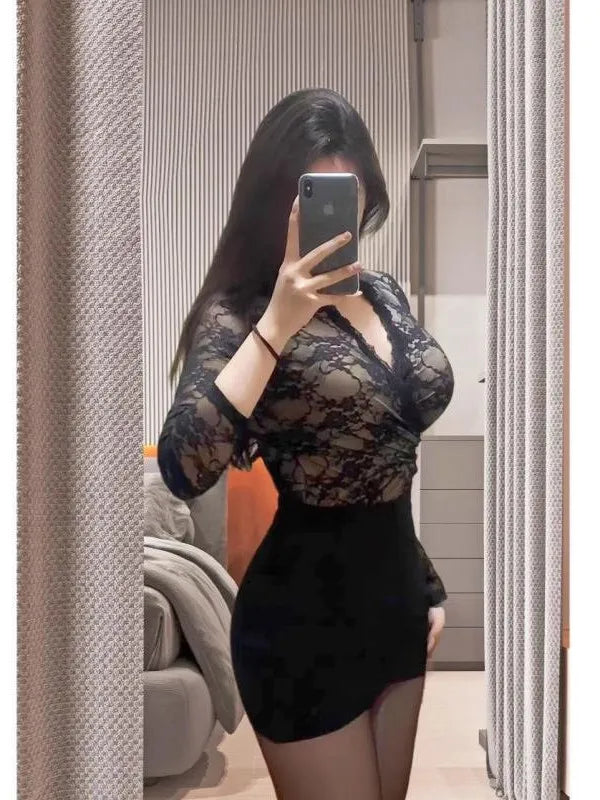 High Elastic Long Sleeve V-Neck Cross Design Pure Color Top Show Chest Base Shirt Commute Style Autumn Winter New Arrival