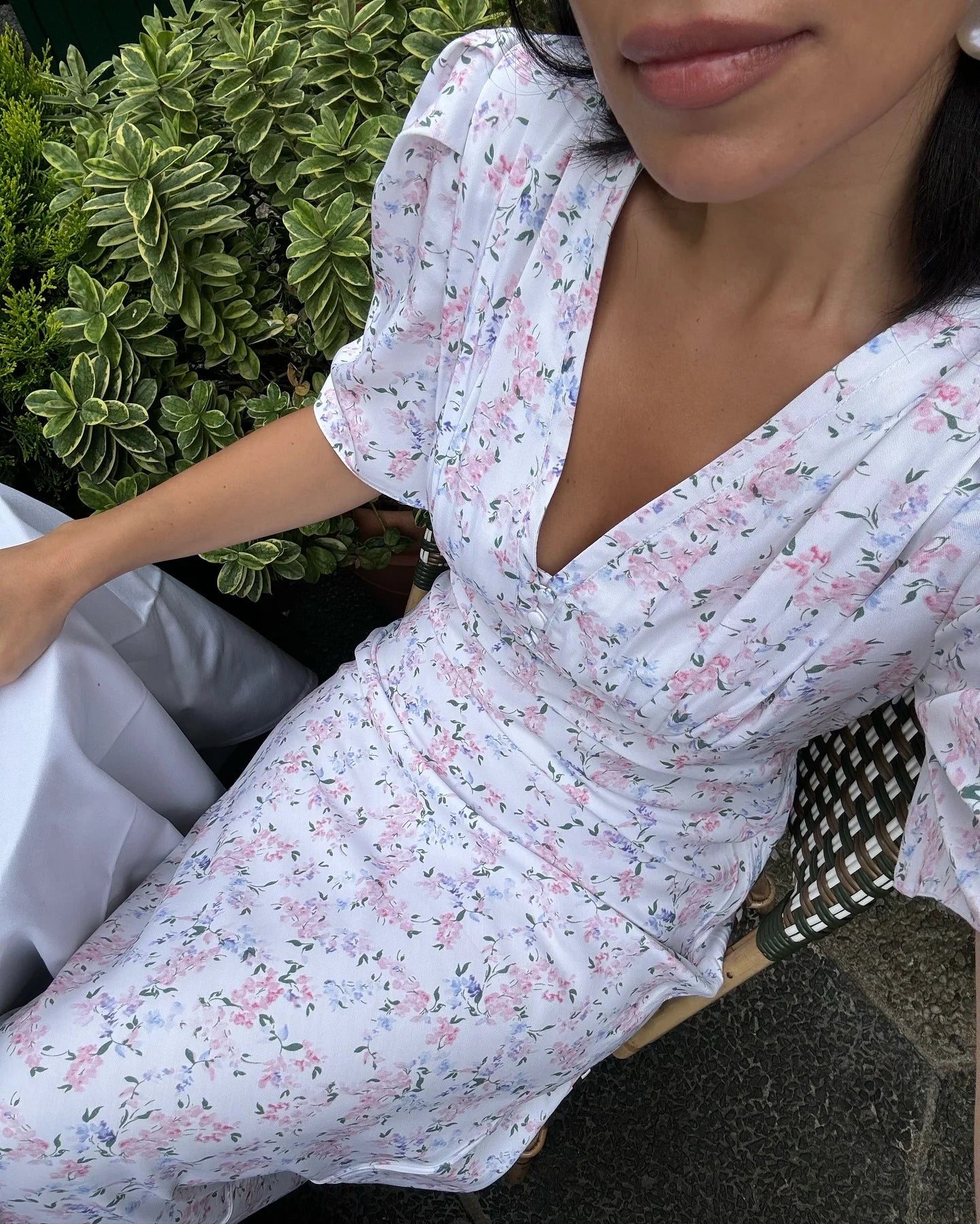 Summer Floral Printed V Neck Long Dress Women Elegant Short Sleeve High Waist Slim Maxi Dress Casual Street Party Lady Vestidos
