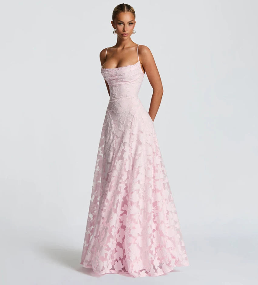 2026 Floral Embroidery Maxi Dress for Women Summer Party Prom Gowns Sexy Backless Suspender Dresses French Style Evening Dress