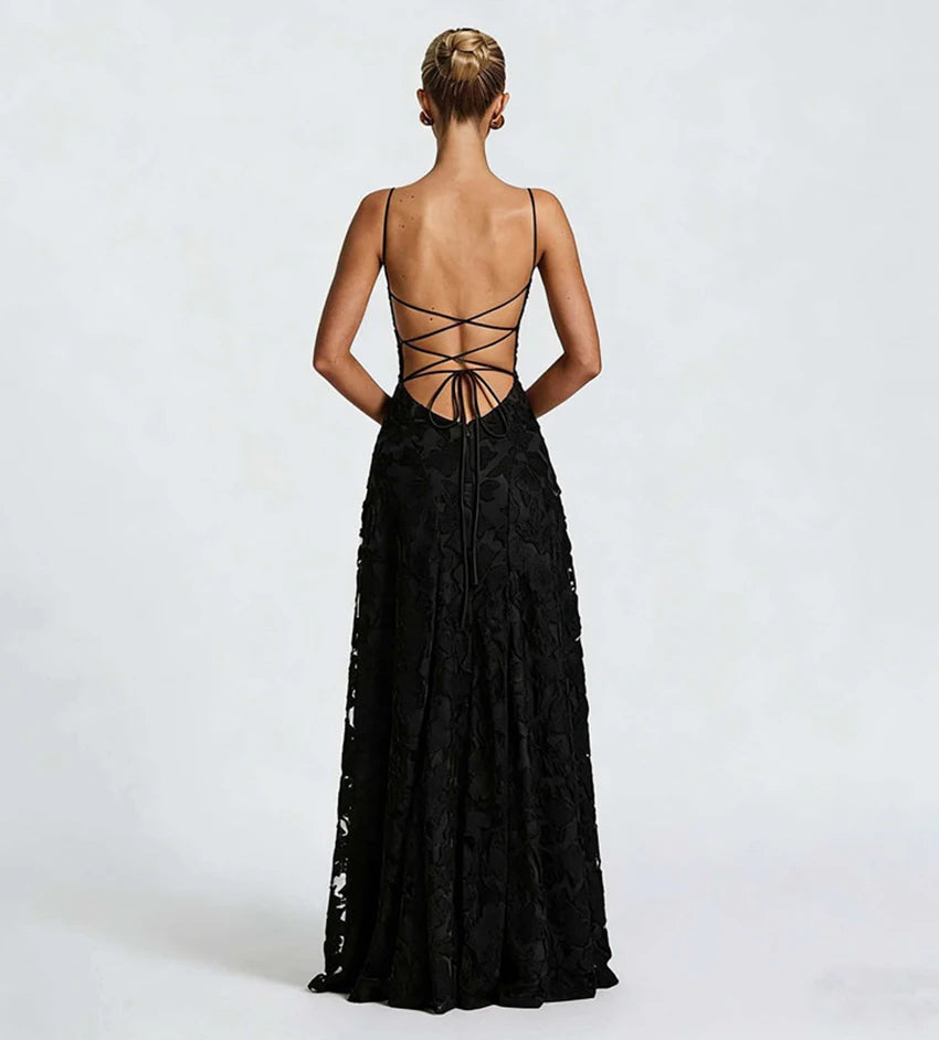 2026 Floral Embroidery Maxi Dress for Women Summer Party Prom Gowns Sexy Backless Suspender Dresses French Style Evening Dress