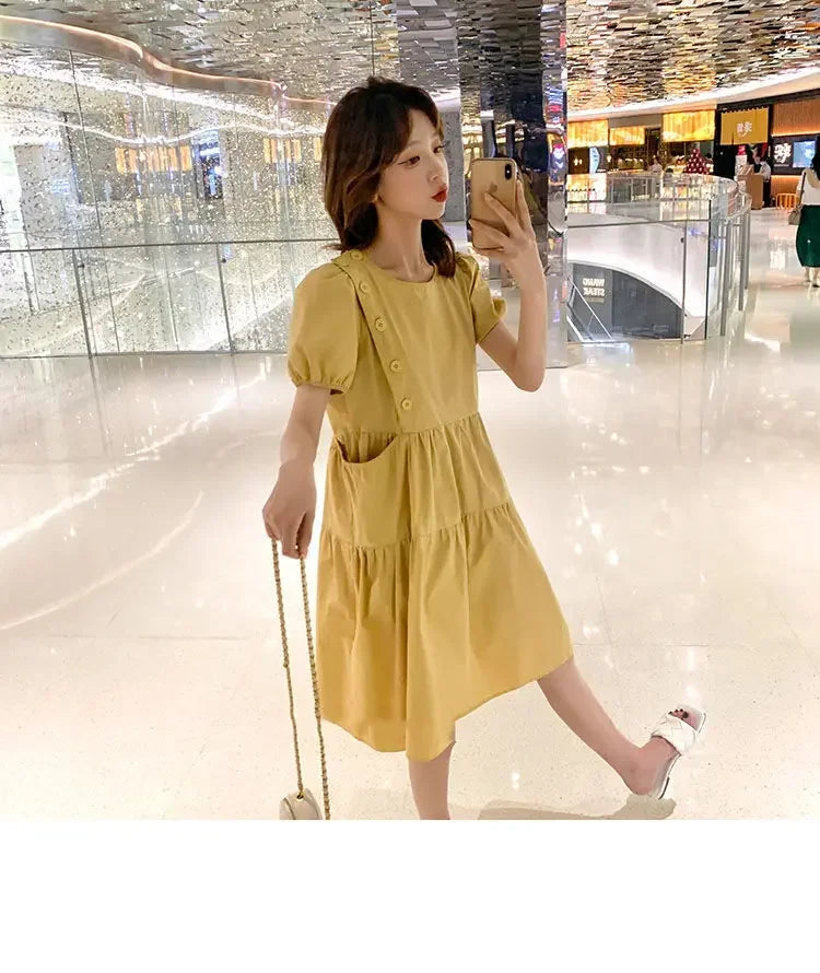 Yellow Short Silk Women's Dress Black Mini Female Dresses 2025 Kawaii Clothing Cute Fairy Chiffon Satin New in Cotton Luxury Xxl