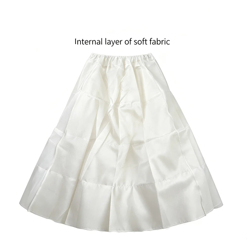 Fluffy 4-layers Design No Hoop Petticoat Wedding Dress Crinoline Bridal Ball Gown Underskirt Lined Skirt Party Dress Cosplay