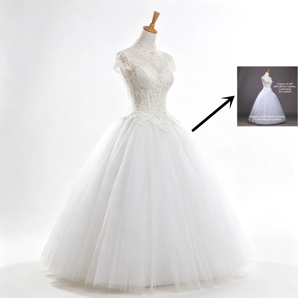 Fluffy 4-layers Design No Hoop Petticoat Wedding Dress Crinoline Bridal Ball Gown Underskirt Lined Skirt Party Dress Cosplay