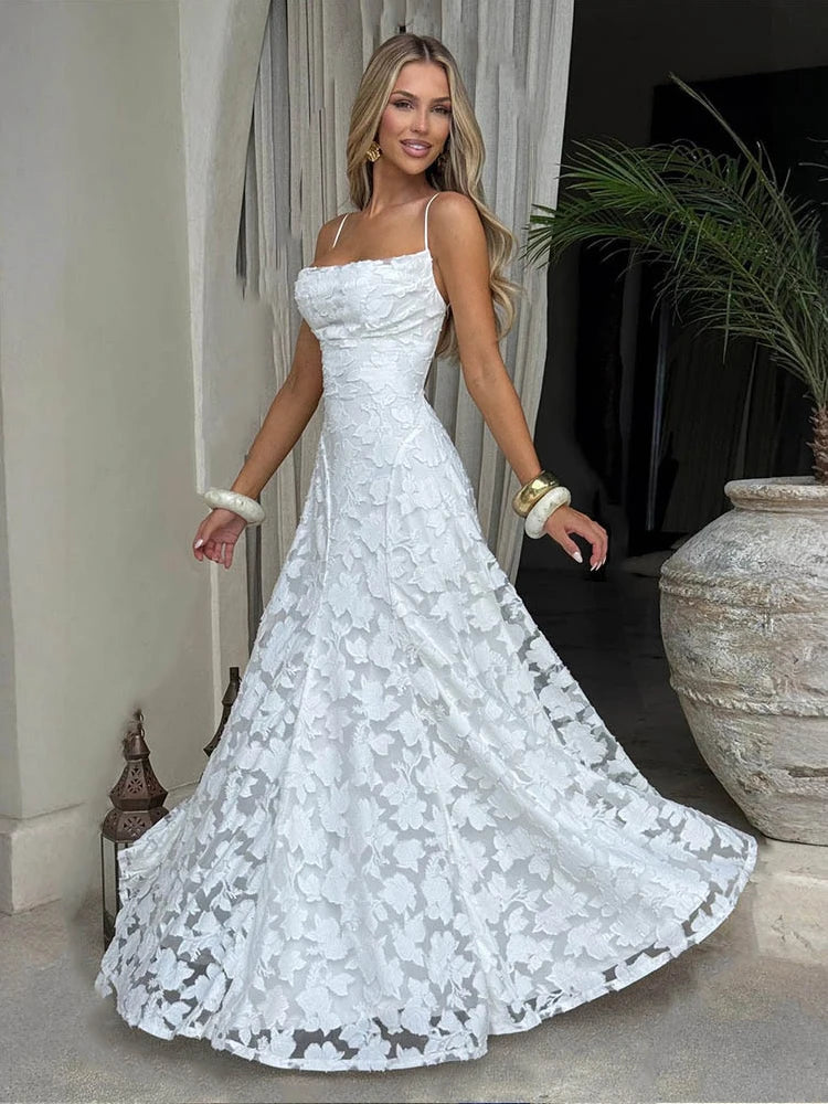 2026 Floral Embroidery Maxi Dress for Women Summer Party Prom Gowns Sexy Backless Suspender Dresses French Style Evening Dress