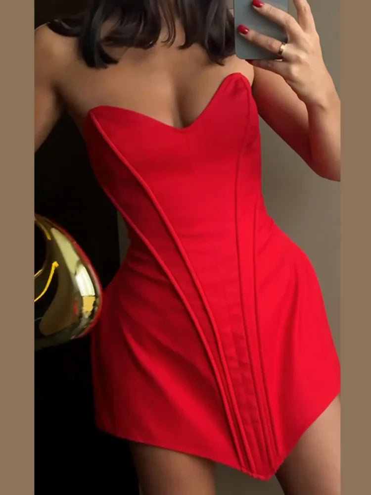 Sexy Strapless Corset Dress Women Sleeveless Backless Waist Cinching Slim Fit Party Dresses 2026 Summer Elegant Lady New Vestido